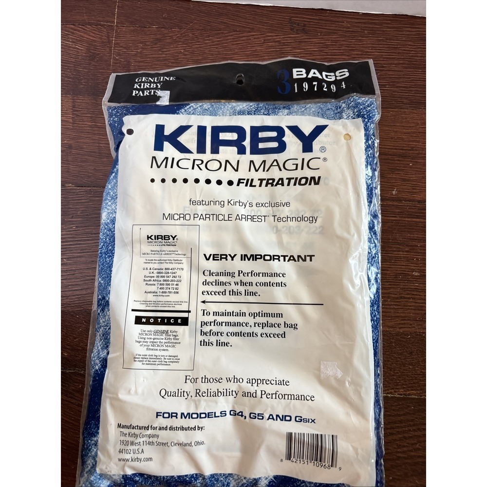 Kirby Vacuum Bags Micron‎ Magic 3 Pack 197294S